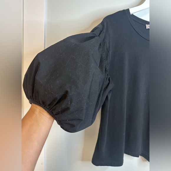 Amici by Baci Cotton Black Puff Ballon Sleeve Made in Italy Top Women’s - Picture 9 of 14